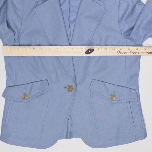 Talbots Light Blue Linen Blend Blazer Buttons Pockets Geek Chic Women Size 6P - Picture 8 of 10